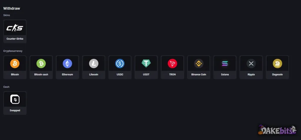 Retiros en CSGOEmpire: skins, 11 criptomonedas y dinero fiat a través de Swapped.